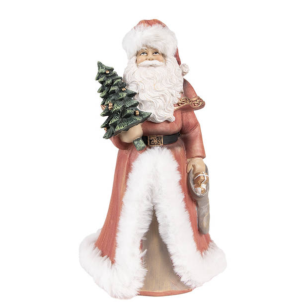 Clayre & Eef Beeld Kerstman 23 cm Rood Polyresin Kerstfiguren Rood Kerstfiguren