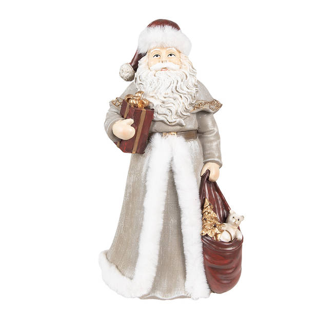 HAES DECO - Beeld Kerstman 31 cm Grijs Polyresin Kerstfiguren