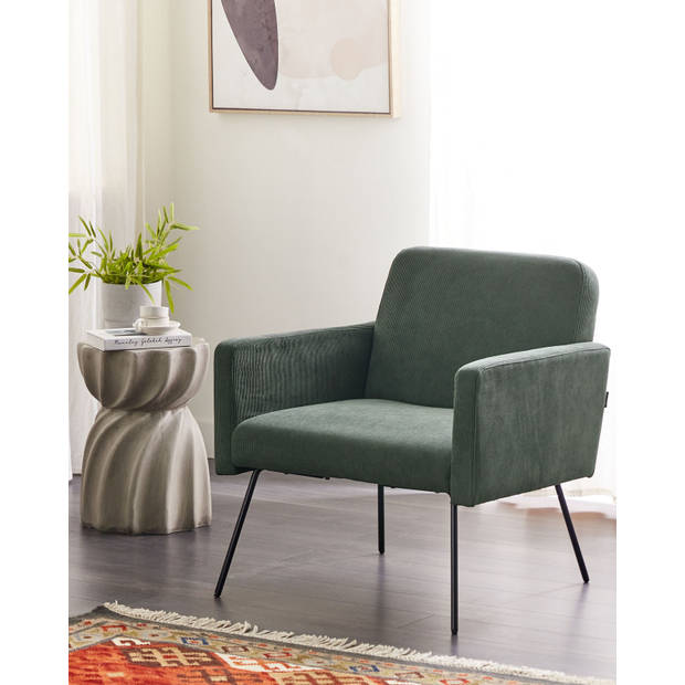 Beliani NARKEN - Fauteuil-Groen-Corduroy