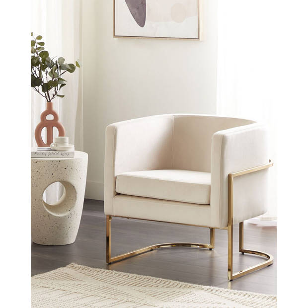 Beliani SIRKKA - Fauteuil-Beige-Fluweel