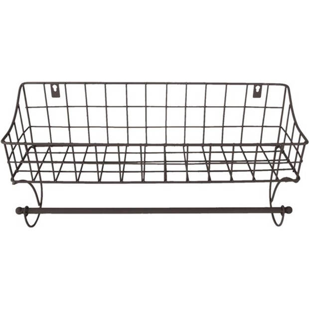 HAES DECO - Handdoekhouder Industrieel - Bruin - 44x12x25 cm - Metaal - Handdoekstang, Handdoekrek