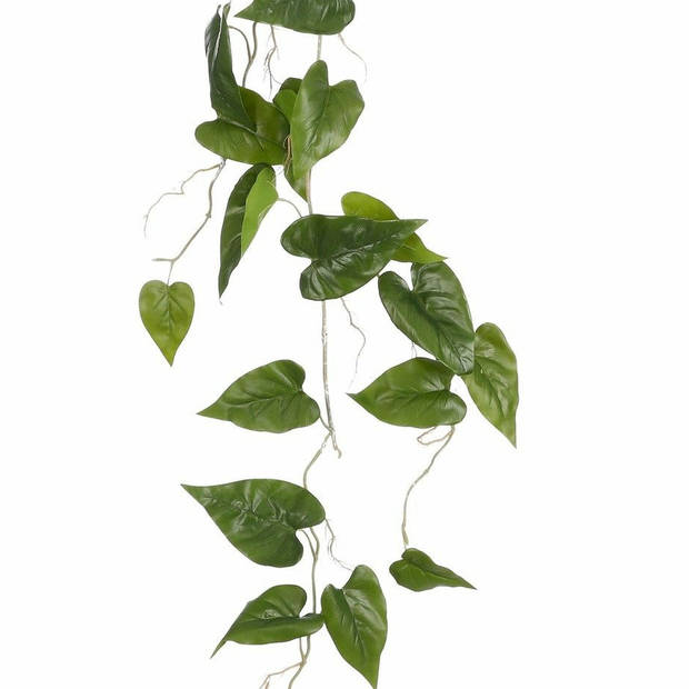 Mica Decoration kunstplant slinger Philodendron - 2x - groen - 115 cm - Kamerplant snoer - Kunstplanten