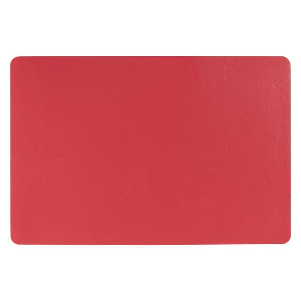 Rechthoekige placemat PU-leer/ leer look rood 45 x 30 cm - Placemats