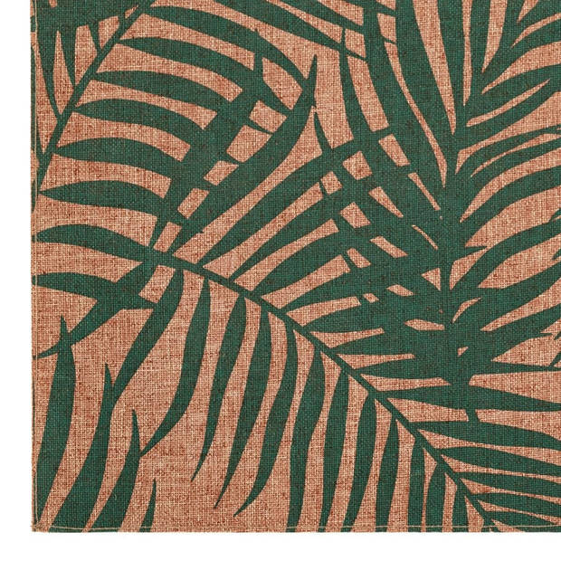 Rechthoekige placemat Palm groen linnen mix 45 x 30 cm - Placemats