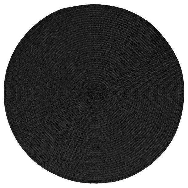 Set van 6x stuks placemats gevlochten kunststof zwart 38 cm - Placemats