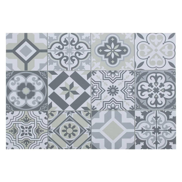 Set van 6x stuks rechthoekige placemats mozaiek grijs vinyl 45 x 30 cm - Placemats