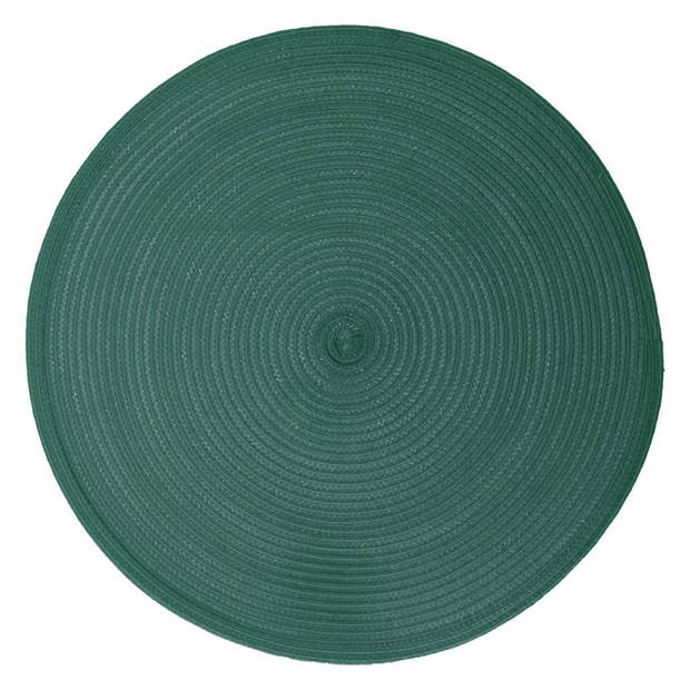 Ronde placemat gevlochten kunststof emerald groen 38 cm - Placemats