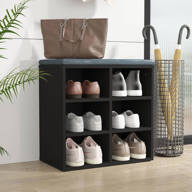 The Living Store Schoenenkast - Trendy - Opbergmeubel - 52.5 x 30 x 50 cm - Zwart