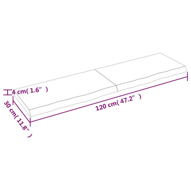 vidaXL Wandschap 120x30x(2-4)cm behandeld massief eikenhout lichtbruin