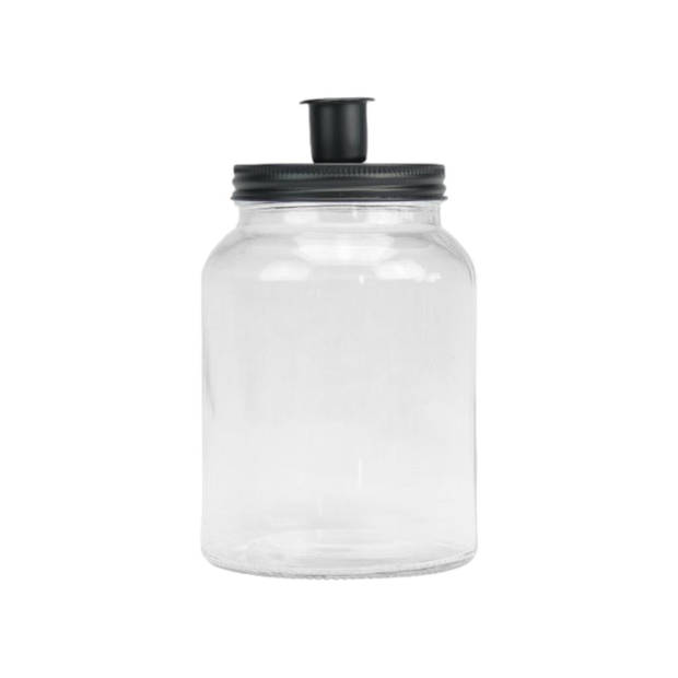 Maison d'Abri Mason jar met kaarsenhouder 'Bari' 15cm hoog, zwart