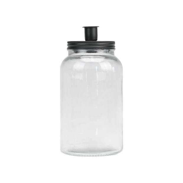 Maison d'Abri Mason jar met kaarsenhouder 'Bari' 20cm hoog, zwart