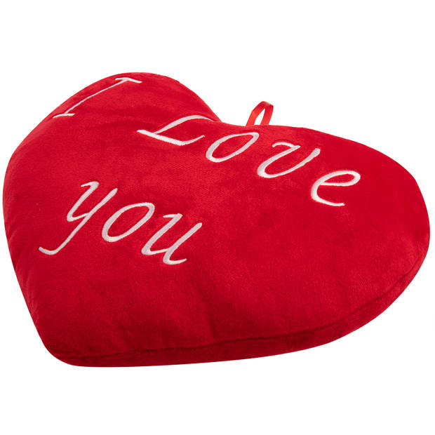 Valentijn- kussen- valentijnscadeau- kussen- I Love You- hartkussen-rood-sierkussen-knuffelkussen- 32cm