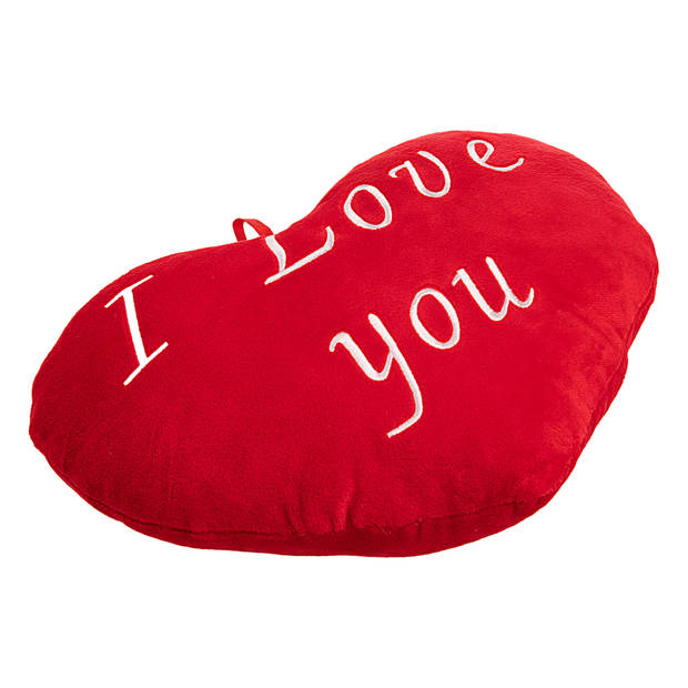 Valentijn- kussen- valentijnscadeau- kussen- I Love You- hartkussen-rood-sierkussen-knuffelkussen- 26cm-
