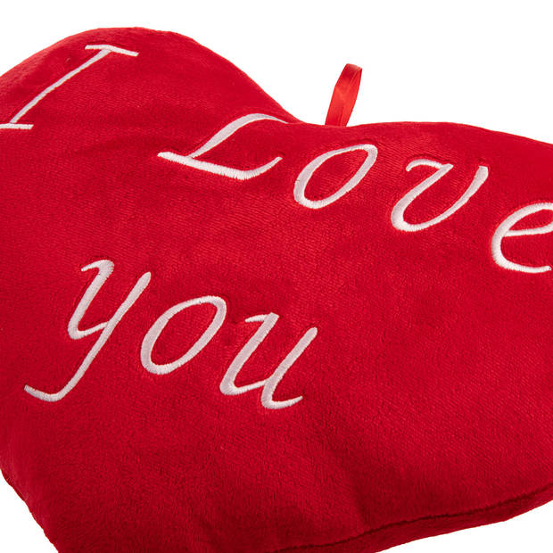 Kussen-hartvorm-rood-I Love You kussen-Valentijn--sierkussen-knuffelkussen- 32cm