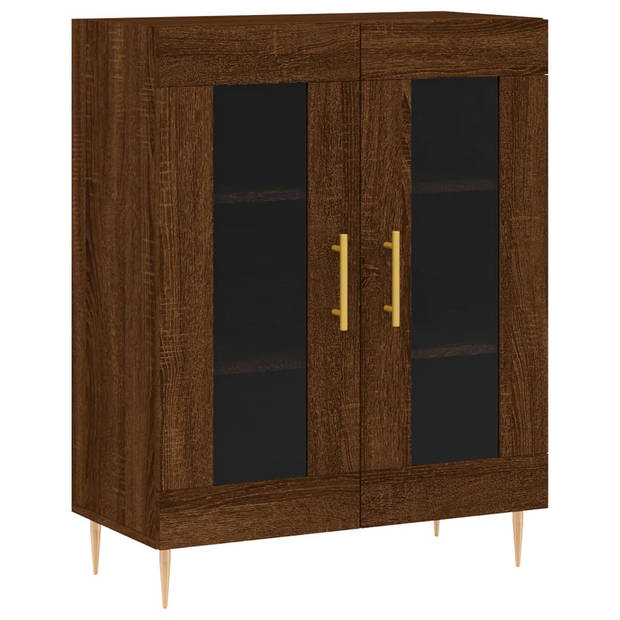 The Living Store Hoge Kast - Dressoir en Opzetkast - Bruineiken - 69.5 x 34 x 180 cm