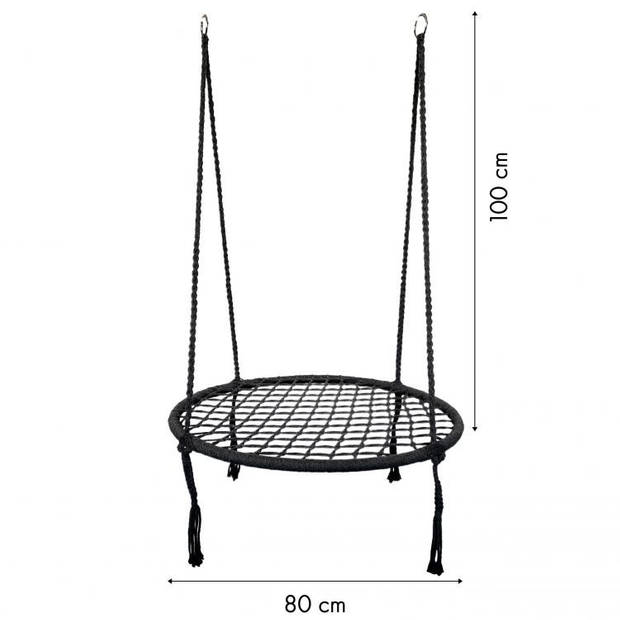 Modern Home weerbestendige kraaiennest schommelstoel - Tot 150 kg draagvermogen - Voor binnen en buiten - Zwart