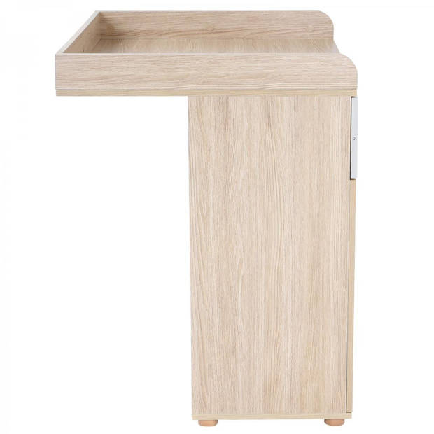 Commode, aankleedtafel, verschoontafel met veel opbergruimte, eiken