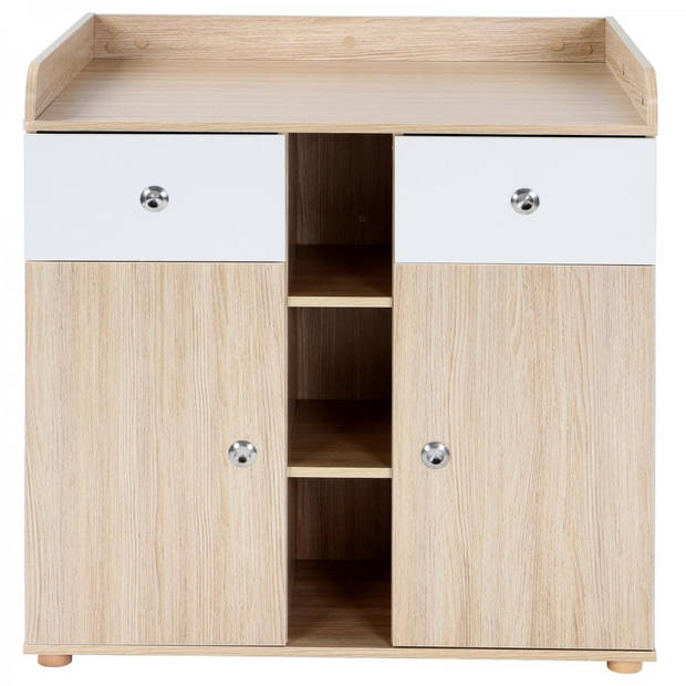 Commode, aankleedtafel, verschoontafel met veel opbergruimte, eiken