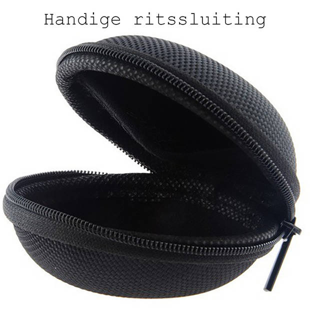 Basey Etui voor Oortjes Met Ritssluiting Nylon Case voor Oordopjes - Zwart