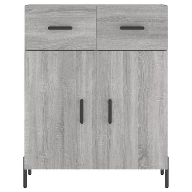 The Living Store Hoge Kast Grijs Sonoma Eiken - Dressoir en Opzetkast - 69.5x34x180cm - Duurzaam materiaal