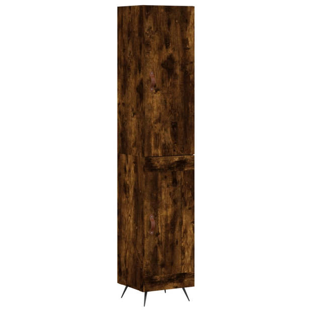 vidaXL Hoge kast 34,5x34x180 cm bewerkt hout gerookt eikenkleurig