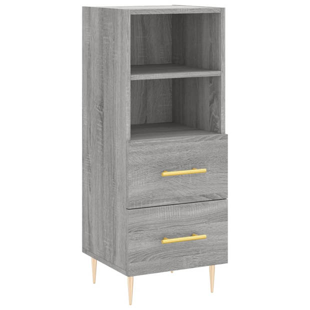 The Living Store Modern Dressoir - Grijs Sonoma Eiken - 34.5 x 34 x 90 cm - duurzaam hout/metaal