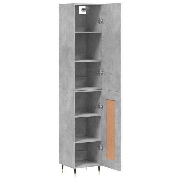 The Living Store Hoge Kast - Betongrijs - Dressoir en Opzetkast - 34.5 x 34 x 180 cm