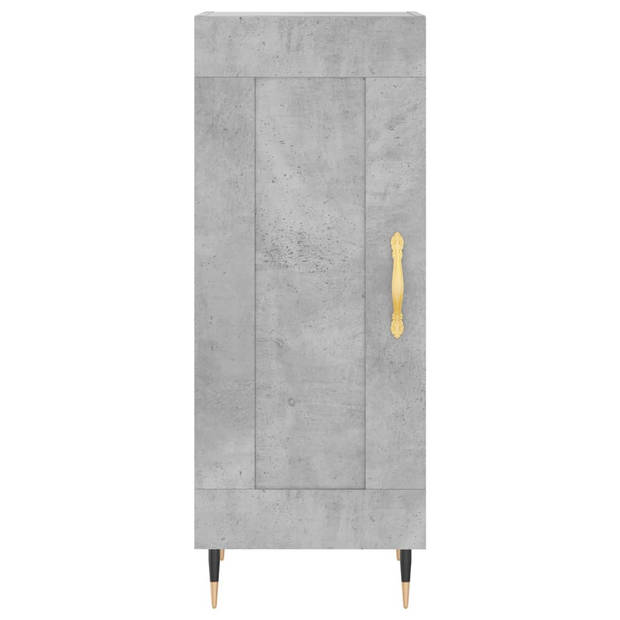 The Living Store Hoge Kast - Betongrijs - Dressoir en Opzetkast - 34.5 x 34 x 180 cm