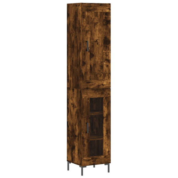 vidaXL Hoge kast 34,5x34x180 cm bewerkt hout gerookt eikenkleurig