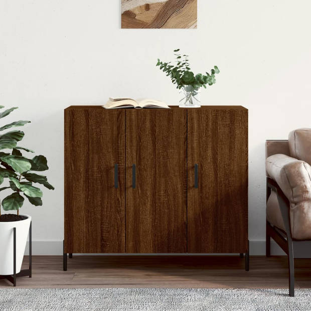 The Living Store Dressoir - Bruineiken - 90 x 34 x 80 cm - Duurzaam hout en metaal
