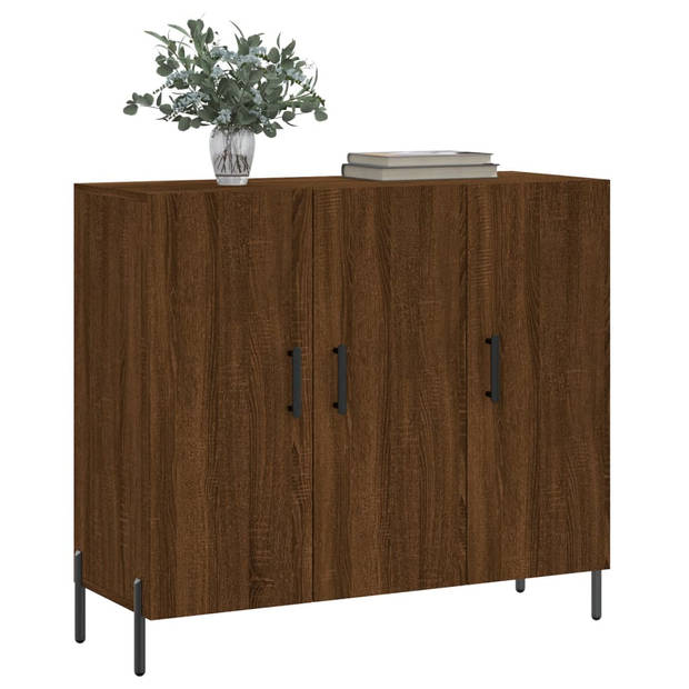 The Living Store Dressoir - Bruineiken - 90 x 34 x 80 cm - Duurzaam hout en metaal