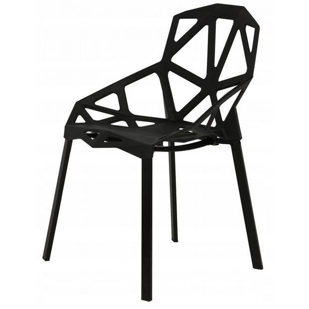 Modern Home set van 4 design geometrische kuipstoelen - Eetkamer stoelen - Zwart