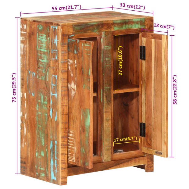 vidaXL Dressoir 55x33x75 cm massief gerecycled hout