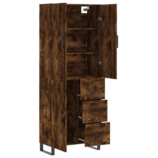 vidaXL Hoge kast 69,5x34x180 cm bewerkt hout gerookt eikenkleurig