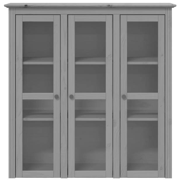 vidaXL Hoge kast BODO 115,5x43x200,5 cm massief grenenhout grijs