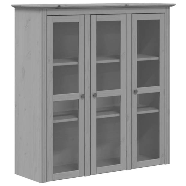 vidaXL Hoge kast BODO 115,5x43x200,5 cm massief grenenhout grijs