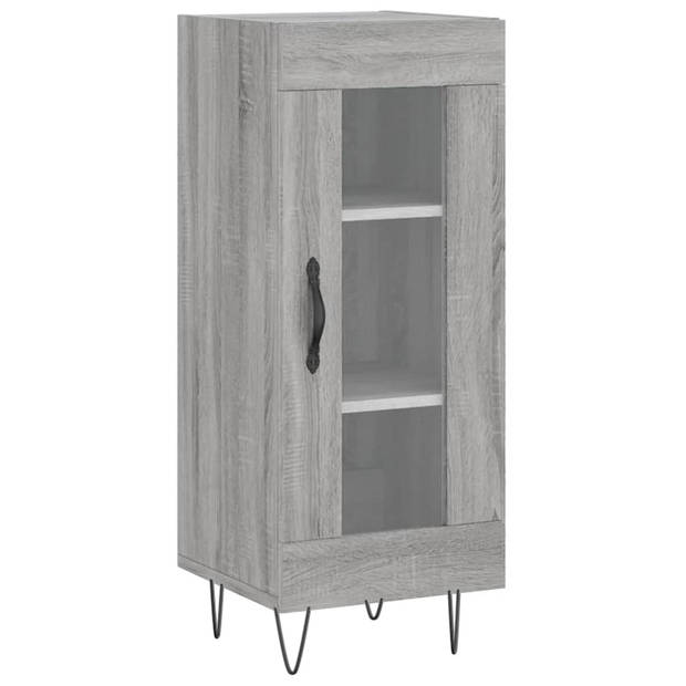 The Living Store Dressoir Opbergen Grijs Sonoma Eiken 34.5x34x90cm - Bewerkt Hout