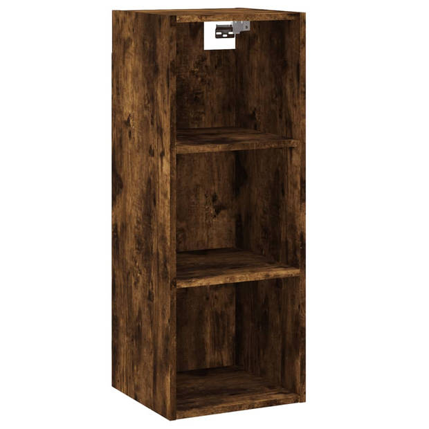 The Living Store Hoge kast - Gerookt eiken - 34.5 x 34 x 180 cm - Duurzaam hout - Voldoende opbergruimte