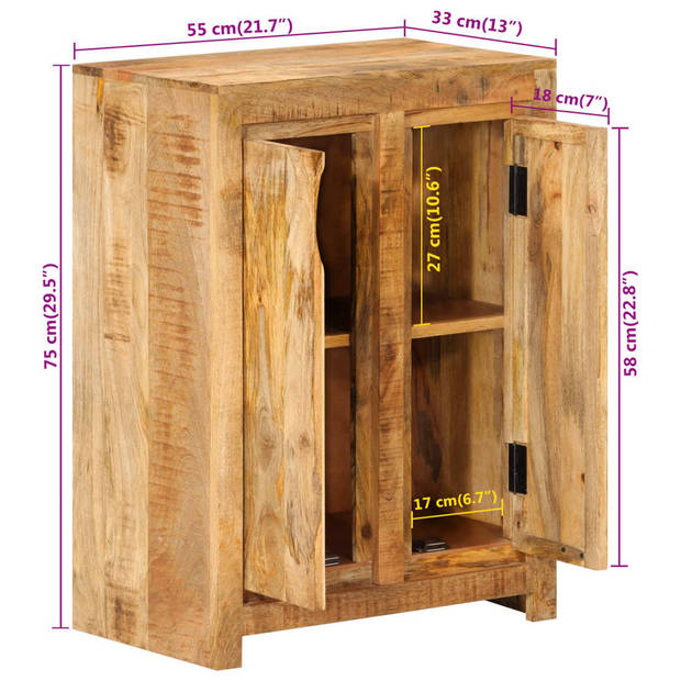 vidaXL Dressoir 55x33x75 cm massief mangohout