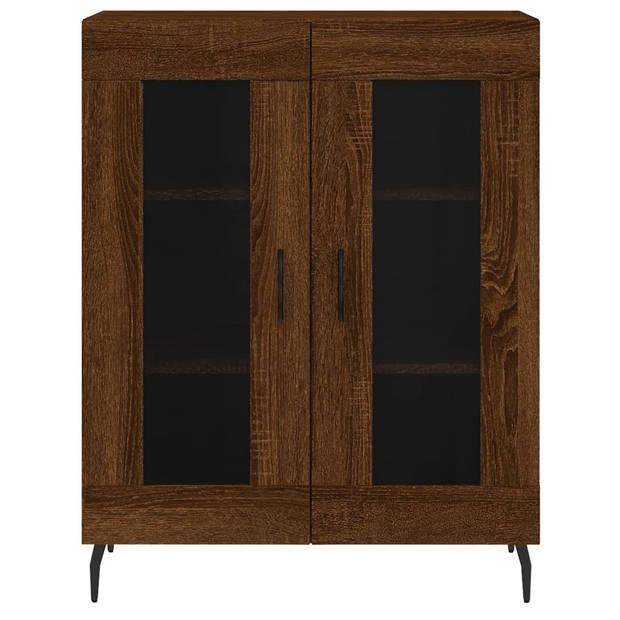 The Living Store Dressoir Classic - Bruineiken - 69.5x34x90 cm - Glasdesign - Duurzaam materiaal