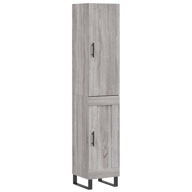 vidaXL Hoge kast 34,5x34x180 cm bewerkt hout grijs sonoma eikenkleurig