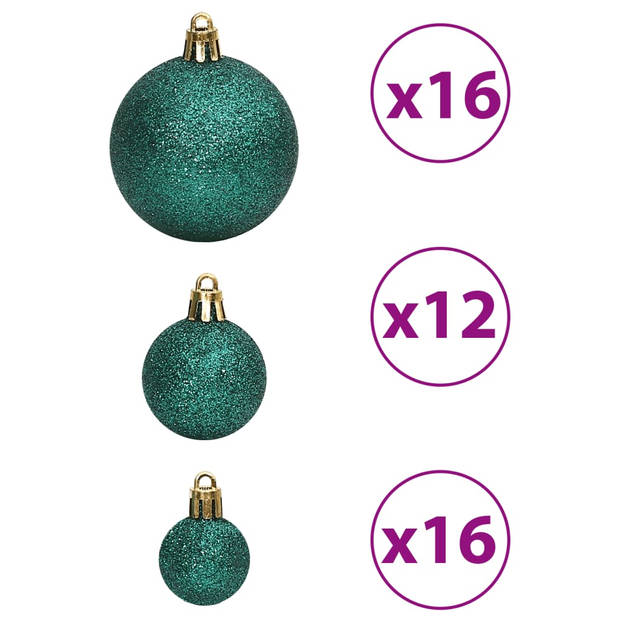 vidaXL Kerstballen 100 st 3/4/6 cm groen