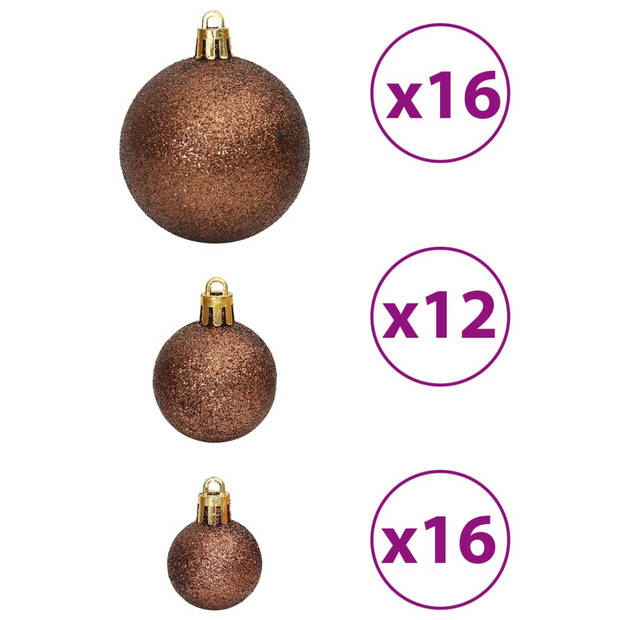 vidaXL Kerstballen 100 st 3/4/6 cm bruin