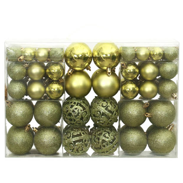 vidaXL Kerstballen 100 st 3/4/6 cm lichtgroen