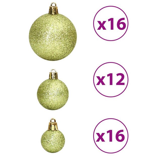 vidaXL Kerstballen 100 st 3/4/6 cm lichtgroen