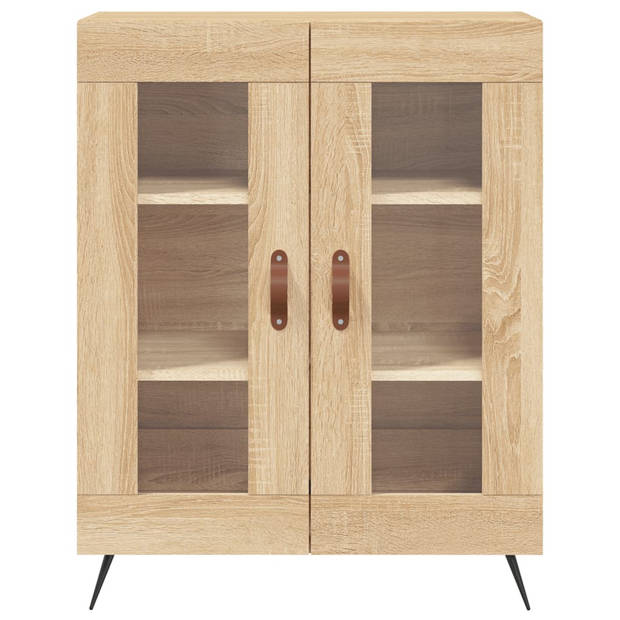 The Living Store Dressoir Siena - Kast - 69.5 x 34 x 90 cm - Sonoma eiken - Metaal - glas