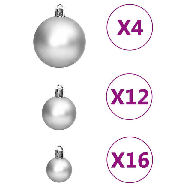 vidaXL 111-delige Kerstballenset polystyreen zilverkleurig