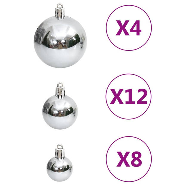 vidaXL 111-delige Kerstballenset polystyreen zilverkleurig