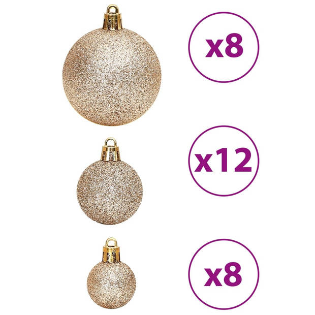 vidaXL Kerstballen 100 st 3/4/6 cm champagnekleurig en bruin