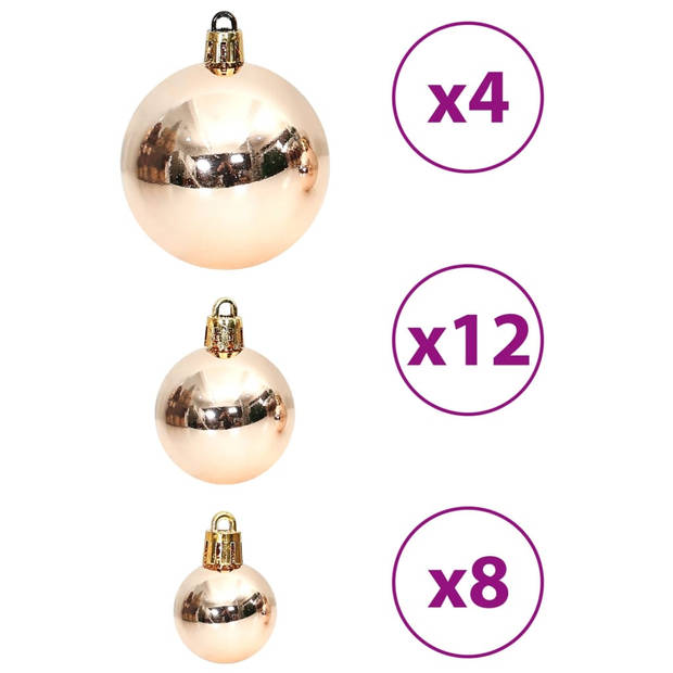 vidaXL Kerstballen 100 st 3/4/6 cm champagnekleurig en bruin